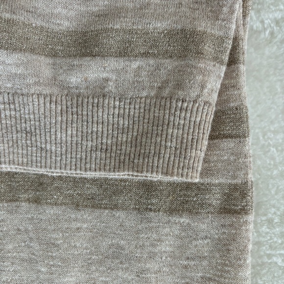 Pure collection linen blend striped cardigan beige tan sz US 6 - Picture 12 of 12